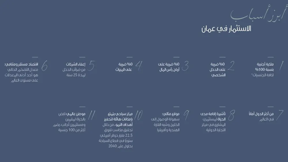 أبرز أسباب الاستثمار في سلطنة عمان
